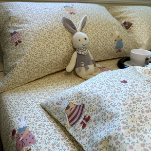 百丽兔卡通纯棉床单单件被套枕套床笠全棉被罩学生宿舍三四件套件