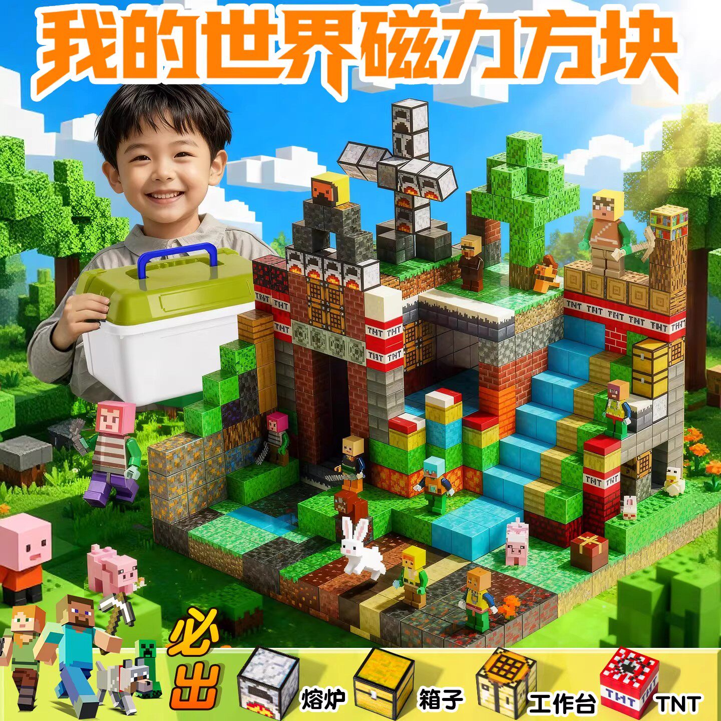 我的世界磁力方块拼搭早教玩具