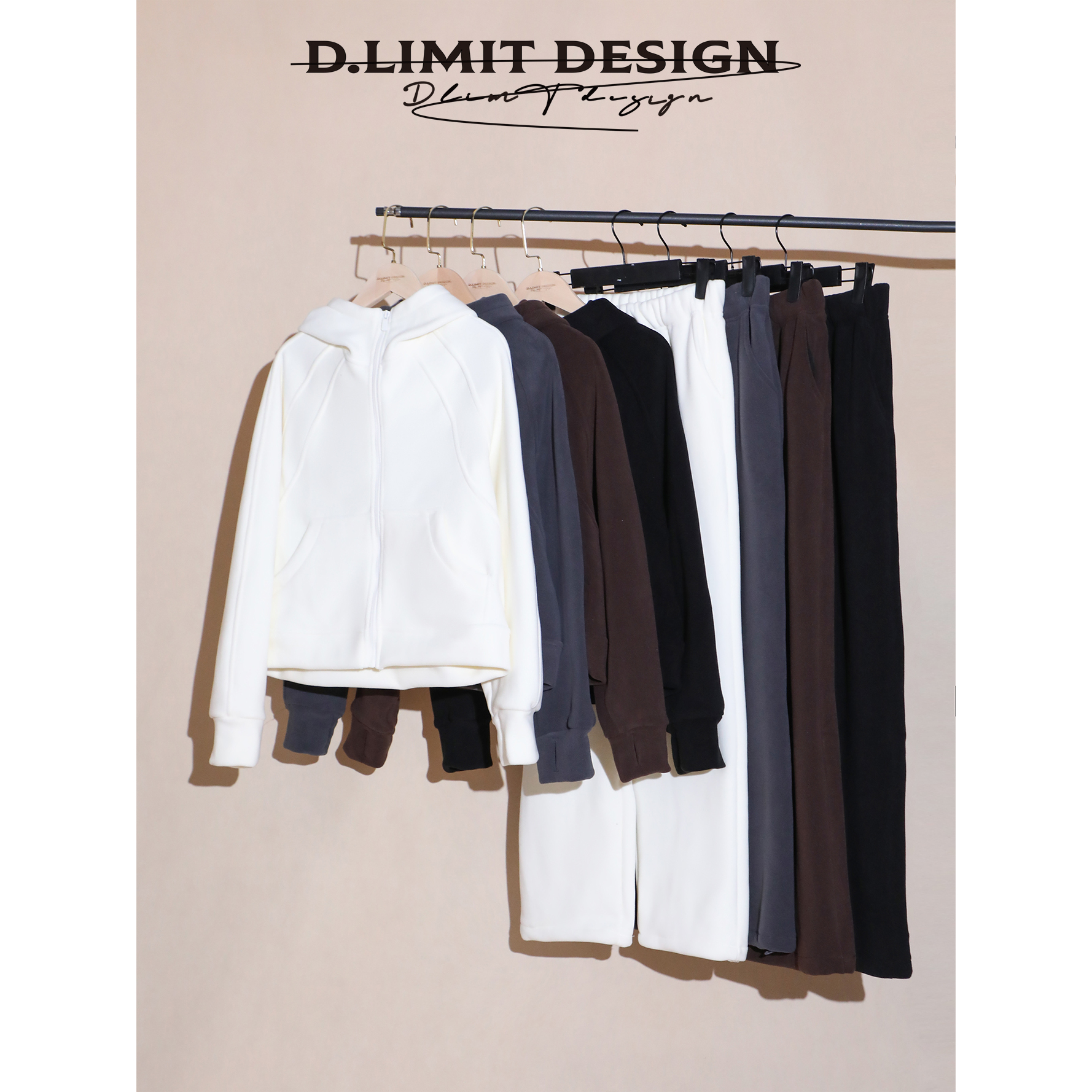 630G糯弹加厚绒连帽拉链卫衣可束脚拼缝套装DLXXC530