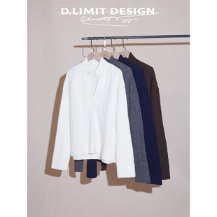 470G 100绵羊毛立体绞花半开襟Polo领毛衣DLSS642