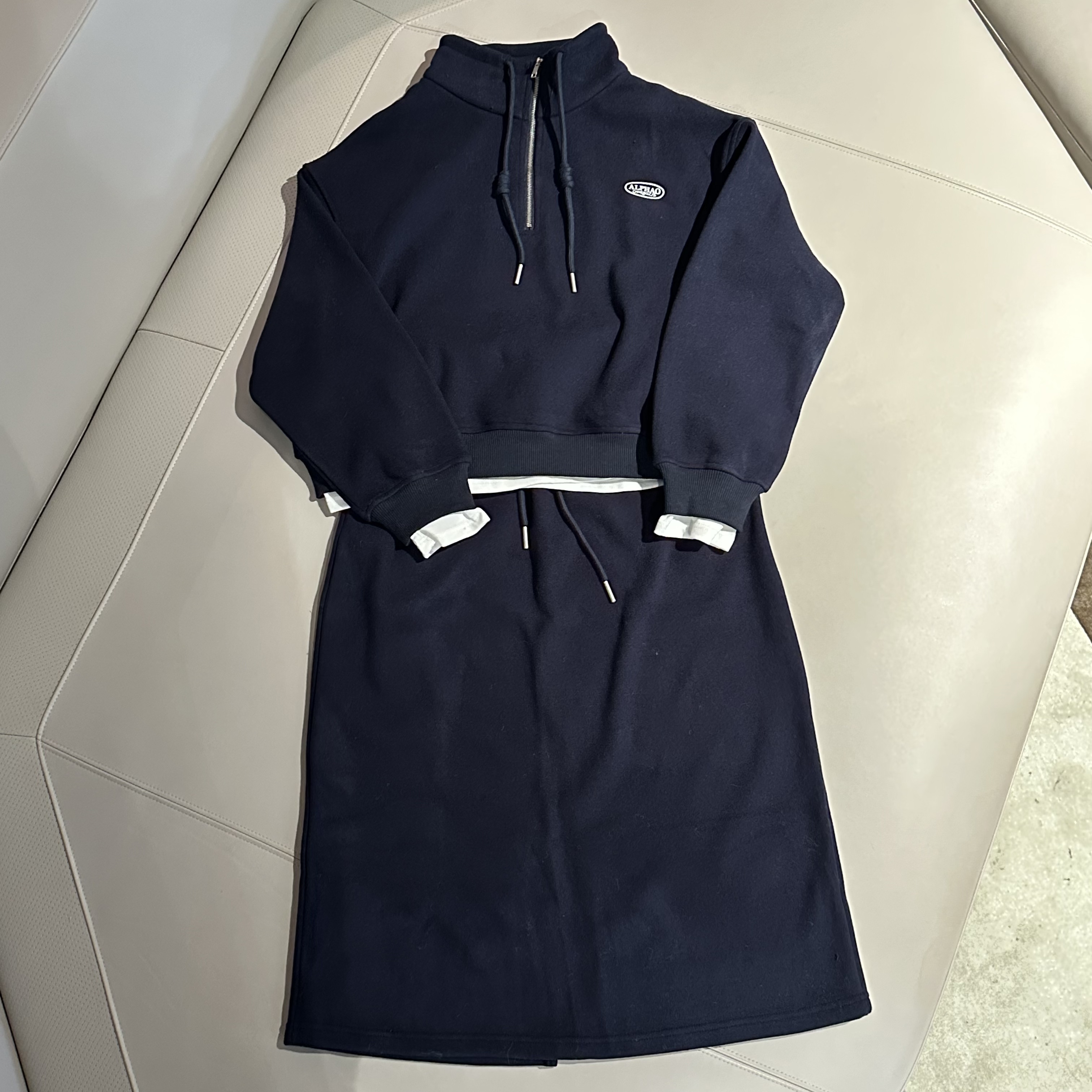 再生纤维素纤维半拉链立领卫衣裙套装DLXXC6061