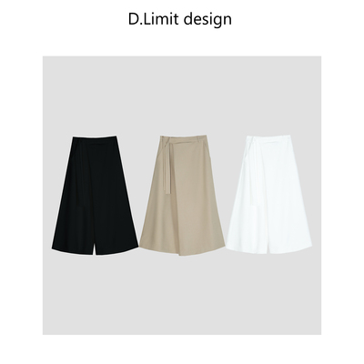【D.Limit design】松弛诧寂风廓形裁剪不对称压褶系带裙裤DLAX12