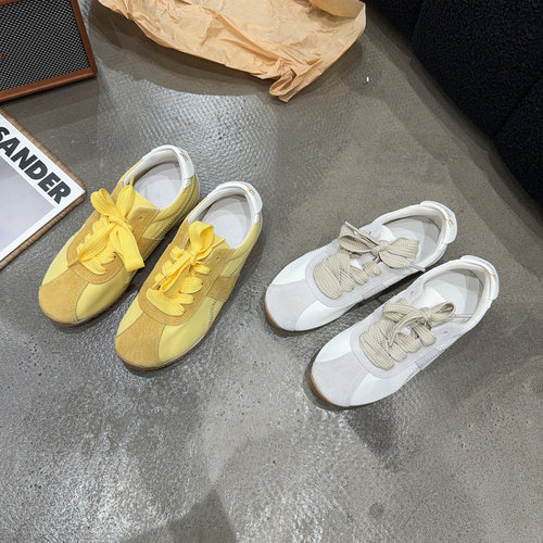 1127-3 夏季新品女真皮拼接布面内增高系带休闲鞋轻盈软底德训潮