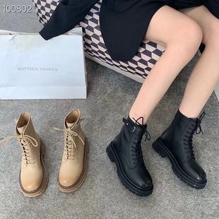 女系带马丁靴跟高4cm时尚 短靴厚底骑士靴韩版 新品 2022秋季 休闲潮