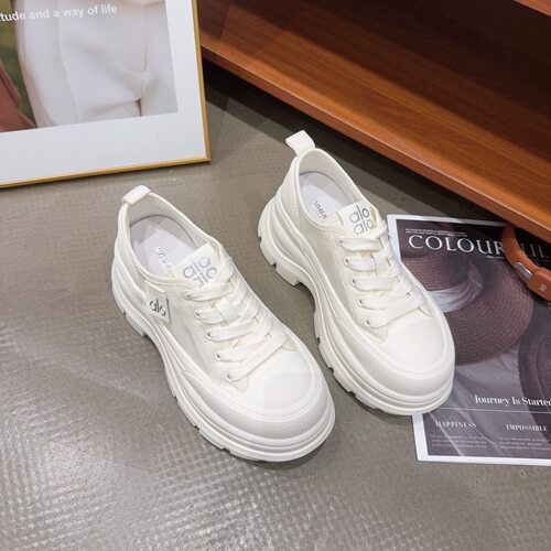 529-16夏季新品女真皮拼接网纱厚底系带休闲鞋网红同款增高7cm潮