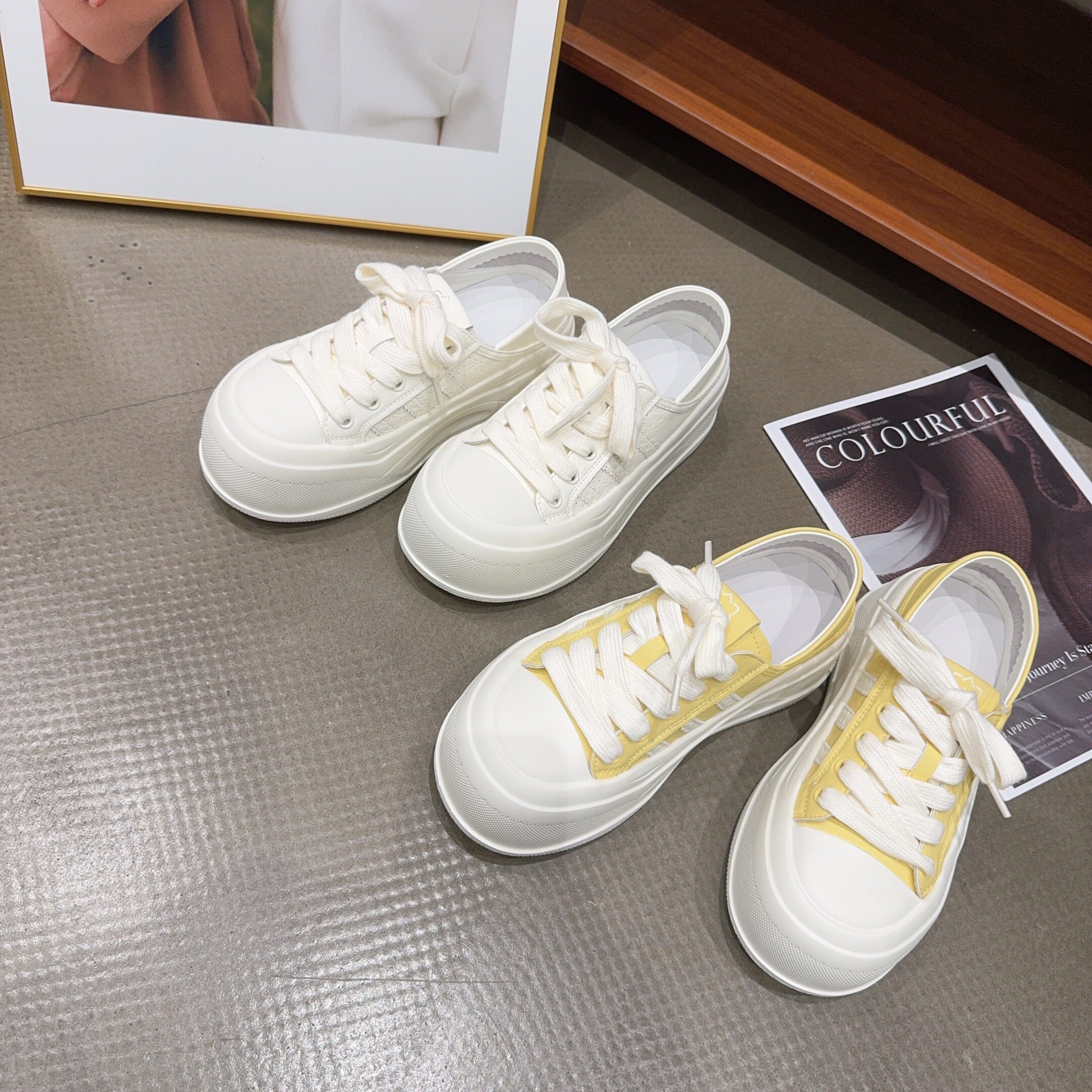 998-35春夏季新品女真皮厚底小白鞋系带休闲鞋轻盈增高两穿韩版潮