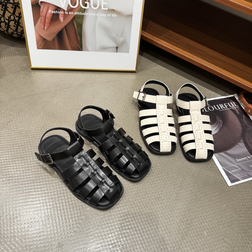 07-6夏季新品女镂空编织凉鞋韩版时尚百搭休闲平底罗马凉鞋