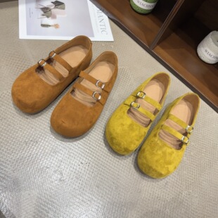 03-52韩版秋季新款时尚圆头双排扣玛丽珍女鞋百搭勃肯内增高4cm潮