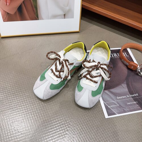 6502夏季新品女真皮拼接网面内增高休闲鞋系带德训韩版网红同款潮