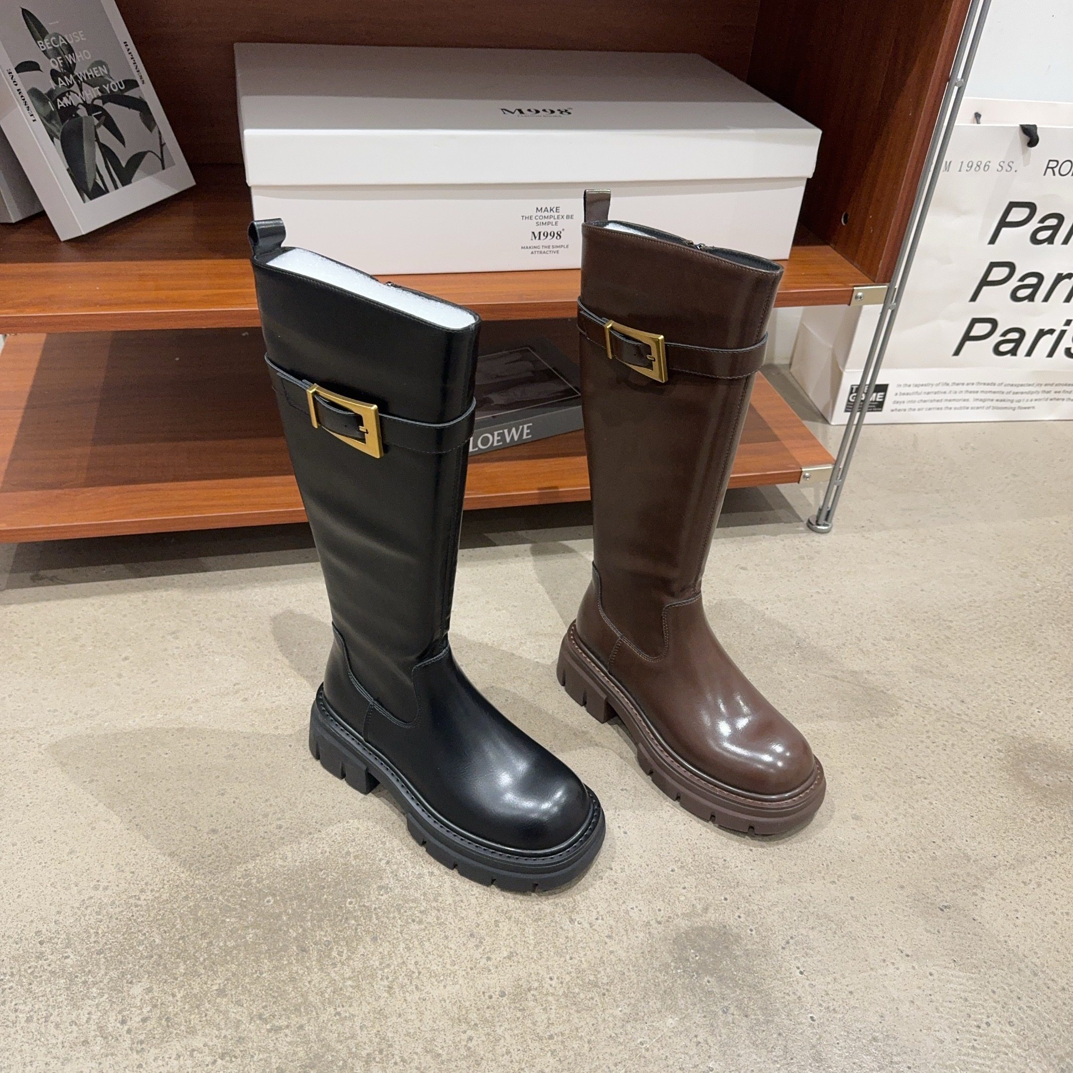 779-67乐乐家冬季新品女皮面加绒厚底骑士靴高筒长靴韩版不过膝潮,女鞋,骑士靴,淘宝优惠券,粉丝福利购,淘宝优惠卷