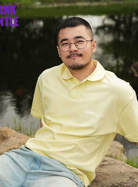 BlankGentle夏款柠檬黄Polo衫短袖宽松休闲全棉大码重磅糖果色