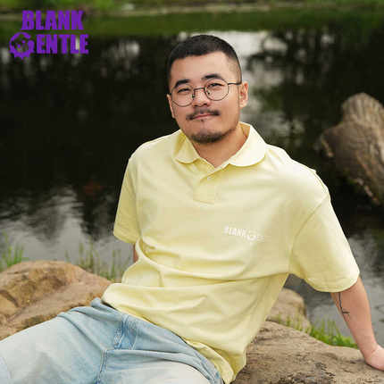 BlankGentle夏款柠檬黄Polo衫短袖宽松休闲全棉大码重磅糖果色