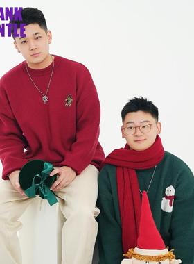 BLANK GENTLE 圣诞安可拉红毛衣/墨绿毛衣新年红品秋冬针织大码
