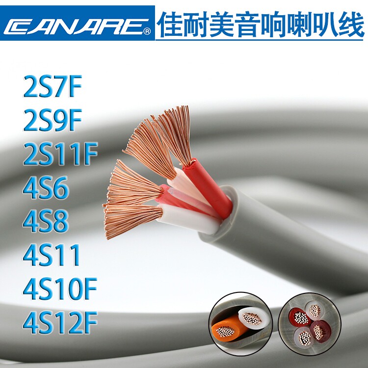 CANARE佳耐美2/4芯2S7F/2S9F/2S11F喇叭线4S12F音箱线4S8音响线