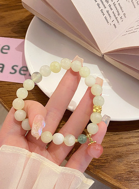 浮力款~新中式超仙甜美岫玉手链水蜜桃莲蓬珠圆玉润学生闺蜜手串