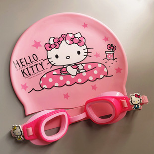 Kitty泳镜泳帽 中小童造型大框可爱套装 儿童卡通hello 新款 泳镜