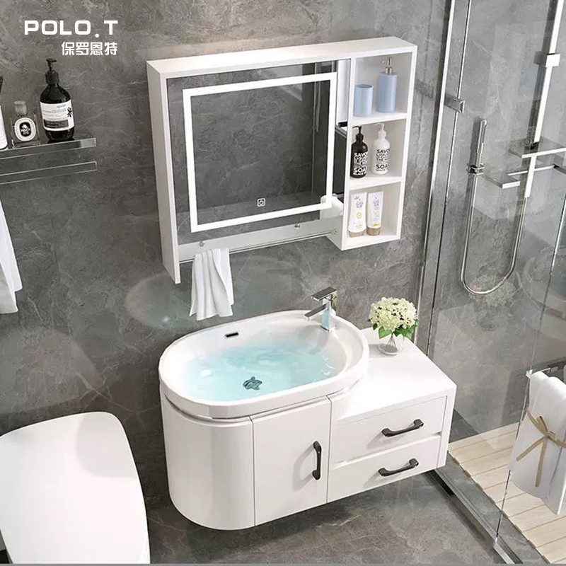 现代简约40宽小户型浴室柜组合卫生间洗手盆洗脸池洗漱台智能镜柜