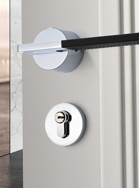 皮革轻奢门锁室内现代静音分体实木家用合金房门卧室锁北欧简约