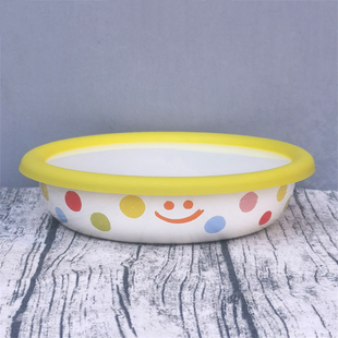 加厚搪瓷带盖圆盘保鲜碗饺子盘装点心披萨盘带盖深盘烤盘芝士盘子