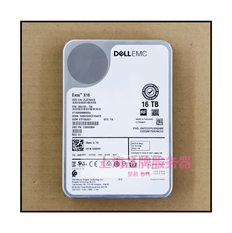 Dell ST16000NM005G 16TB SATA 6G 3.5硬盘08CCGH 0HPGJ4 039XRY
