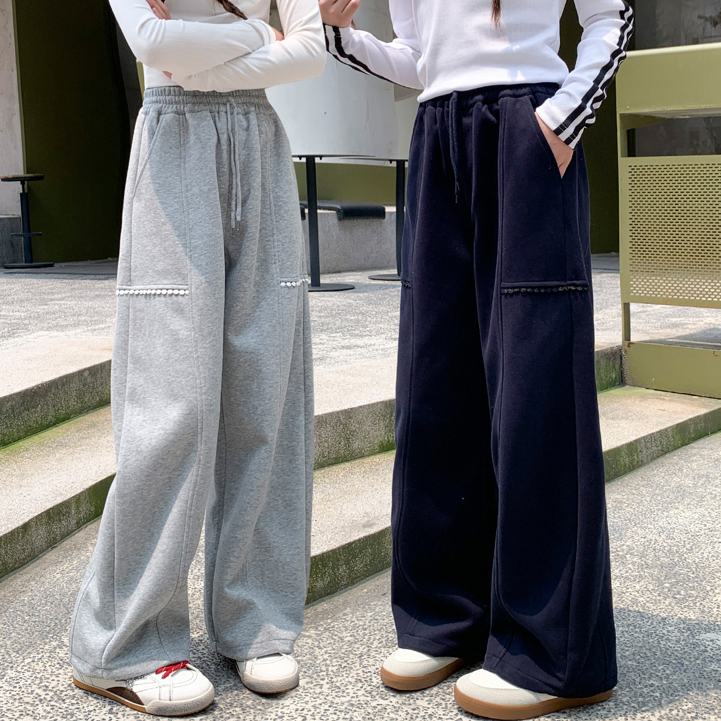 女童裤子春秋款休闲裤中大儿童洋气宽松直筒初中生女孩运动卫裤潮