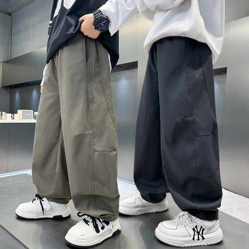 男童裤子春秋痞帅直筒弯刀休闲裤