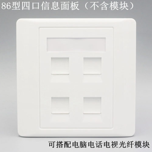 86型四口AMP安普型网络电脑电话信息面板空墙壁插座面板不含模块 - 封面