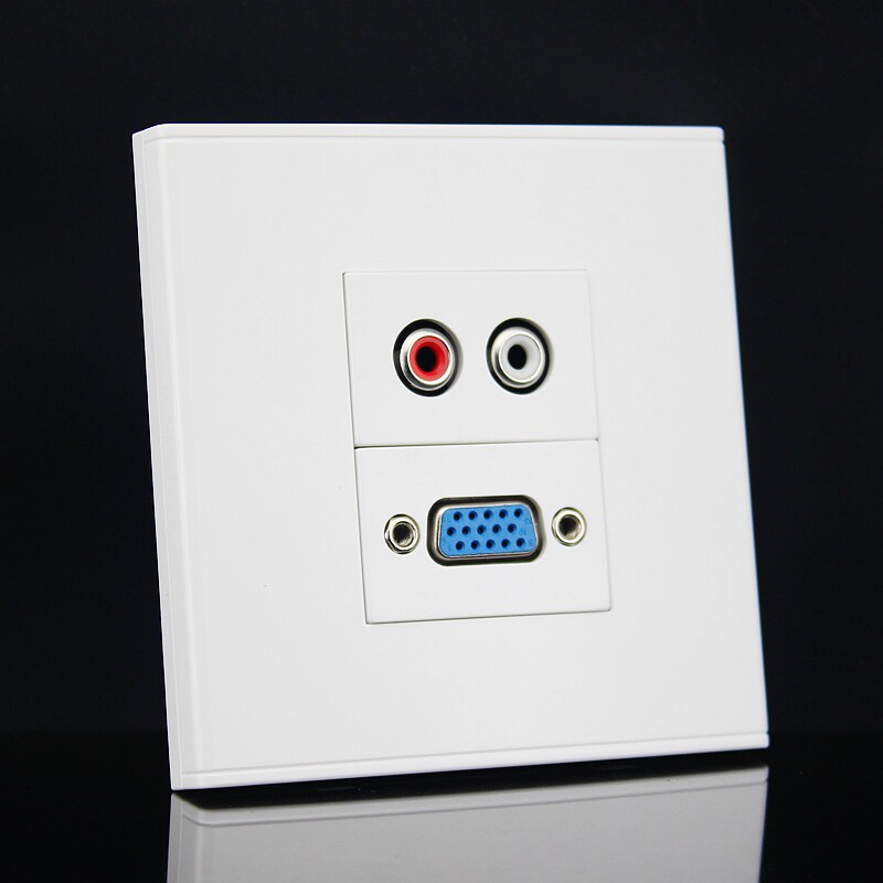 焊接VGA+焊接音频组合式86型墙插面板 多媒体音频电脑插座面板