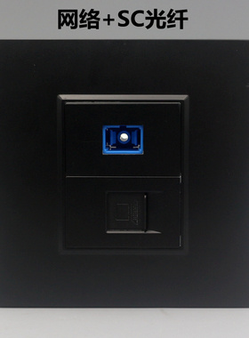 黑色网络光纤面板86型RJ45网线口SC光钎耦合器电脑法兰盘信息插座
