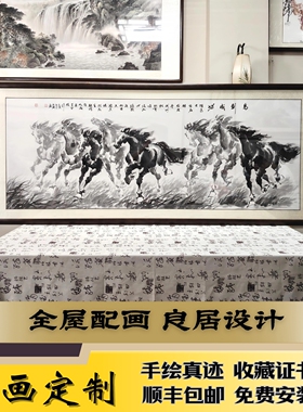 马年新中式马到成功八骏图国画