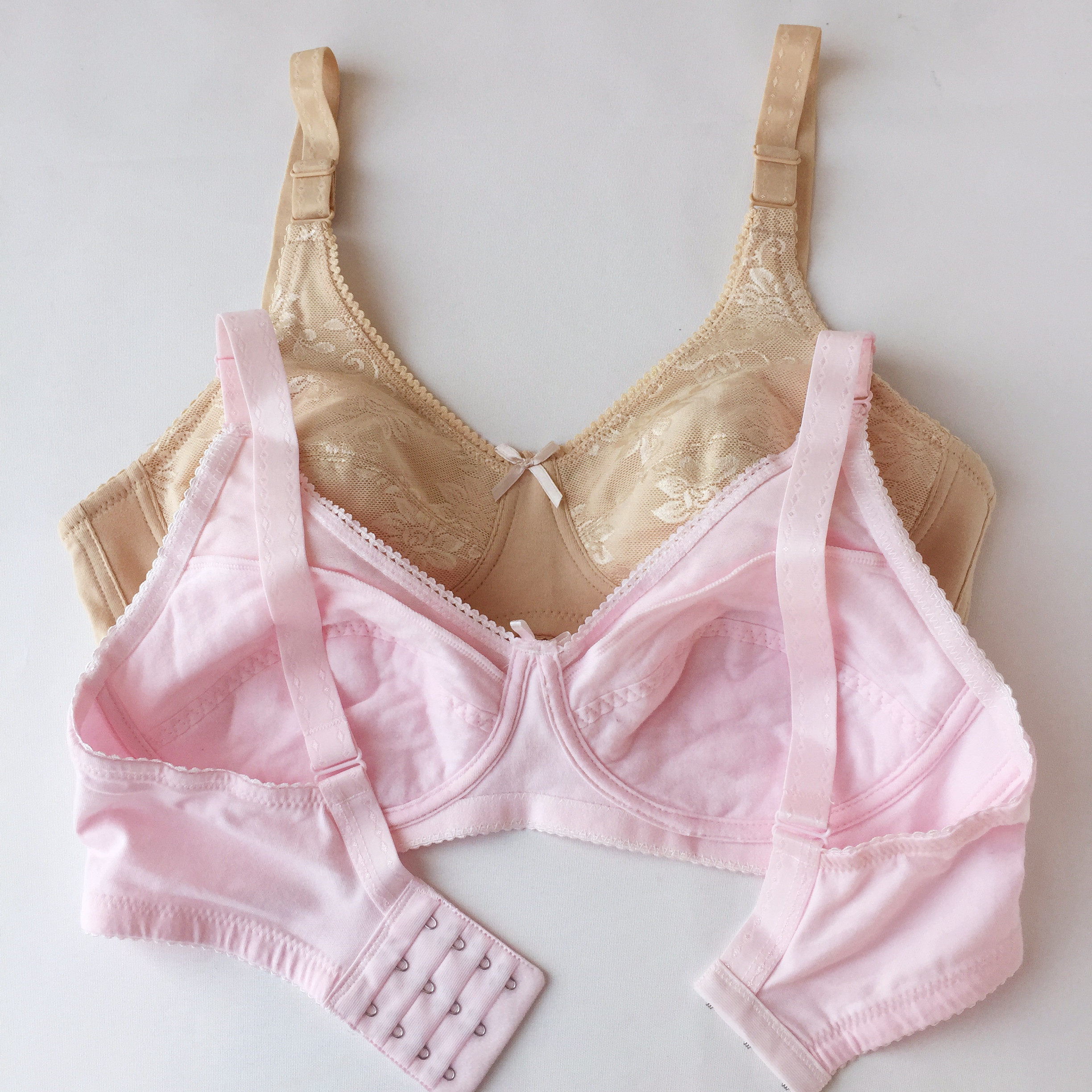 新品纯棉无钢圈无海绵无痕超薄文胸罩全棉大码大胸显小中老年少女