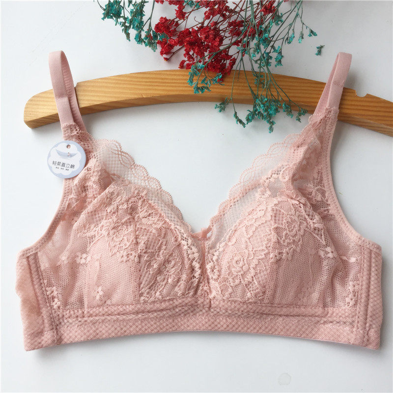 夏季新款超薄无钢圈无海绵水晶杯兔耳朵防凸点透视性感文胸女胸罩