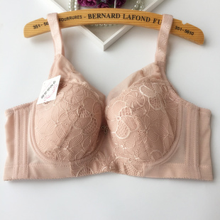 大胸显小收副乳全罩杯聚拢薄款 文胸C杯D杯调整型胸罩大红75D 大码