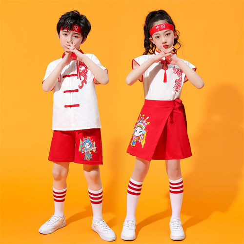 六一儿童表演服装小学生运动会中国风啦啦队幼儿园毕业照演出服