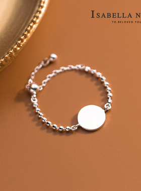 圆片可调节纯银闺蜜戒指朋克风