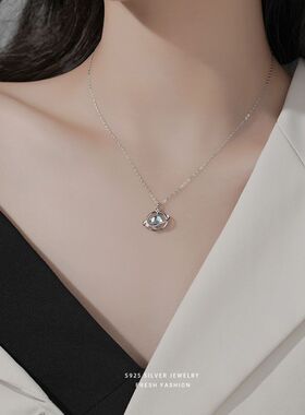 蓝水星锁骨链925纯银极光送女友