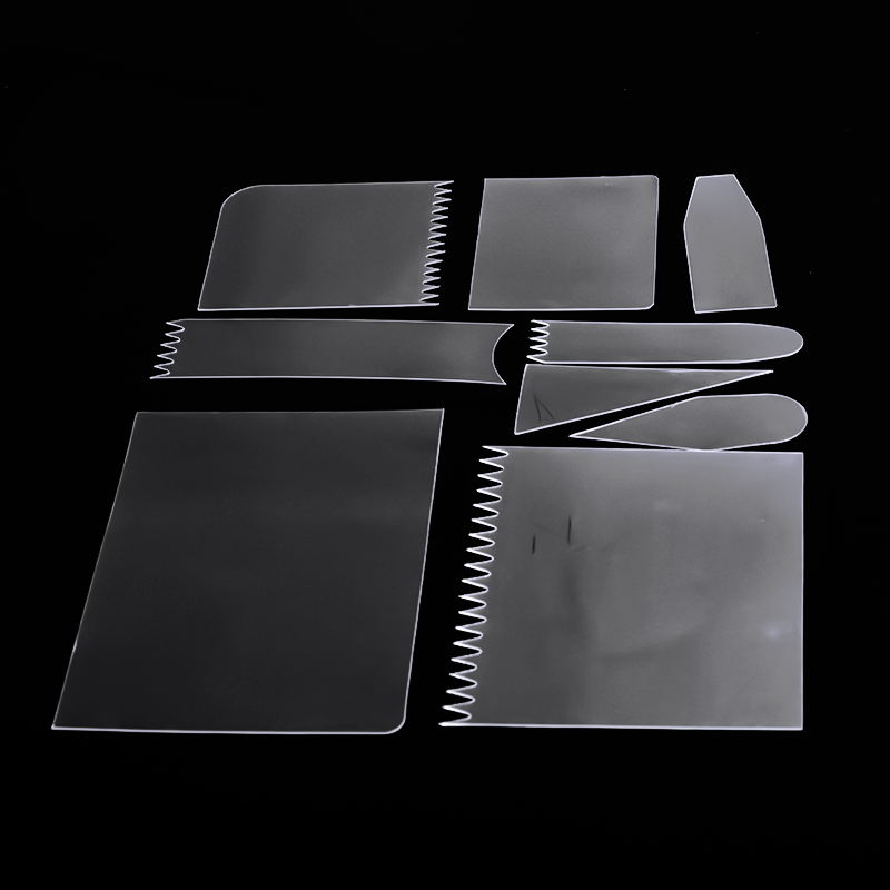 蛋糕多功能塑料刮片9件套透明带齿软刮板奶油蛋糕抹平面造型工具