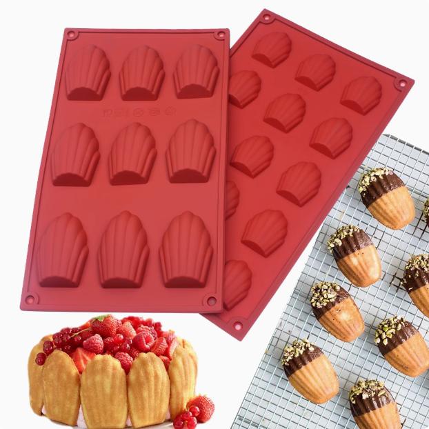 9孔15连玛德琳模具DIY手工仙贝壳蛋糕巧克力不粘烤箱硅胶烘焙磨具