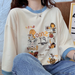 實拍短袖恤女超火寬鬆韓版潮復古港風上衣