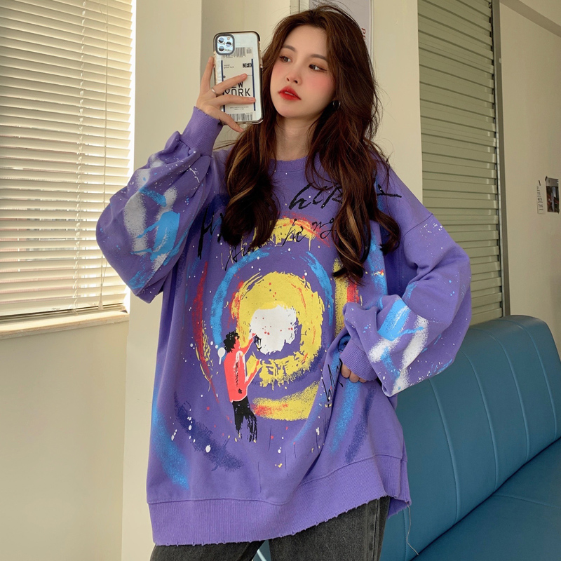 Women's long sleeve sweater printed in spring and Autumn