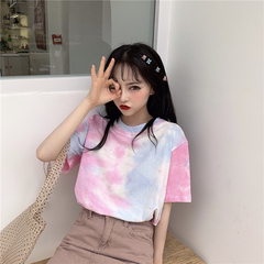 Cotton tie dyed mourning Department short sleeve T-shirt for female students