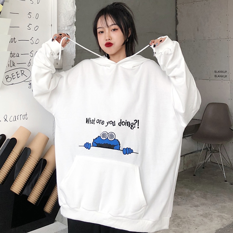 Real photos of fish scale embroidered hooded sweater for women