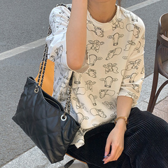 實拍新款牛頭印花寬鬆短袖恤女
