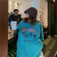 Real shot short sleeve T-shirt women's mid long 2020 Korean lazy style half sleeve top