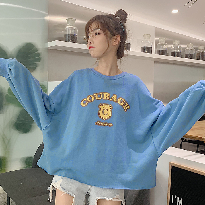 Real price sanitary clothes women ins tide autumn Korean version loose students original stay long sleeve top coat