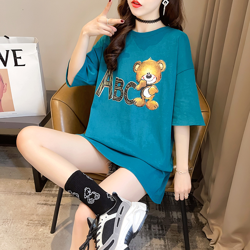 Real shot short sleeve T-shirt women's summer new Korean Middle School Students' top large women's dress