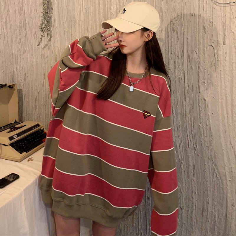 Real shot loose striped sweater for women in spring and Autumn