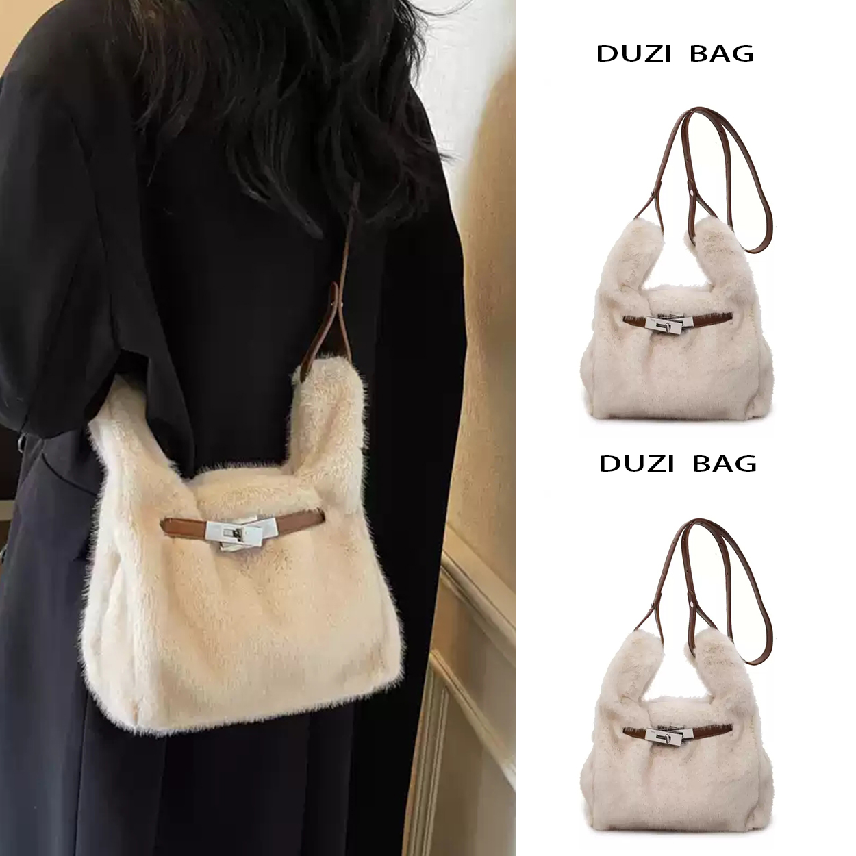 秋冬超火毛手提水桶包女20