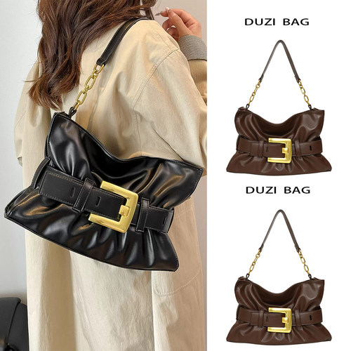 美式复古软皮褶皱云朵包