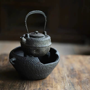 松风舍程伟 手作双耳火钵 陶泥伍德碳炉煮茶炉火塘